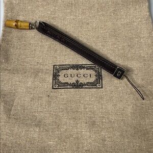 Gucci cell phone leather strap bamboo brown